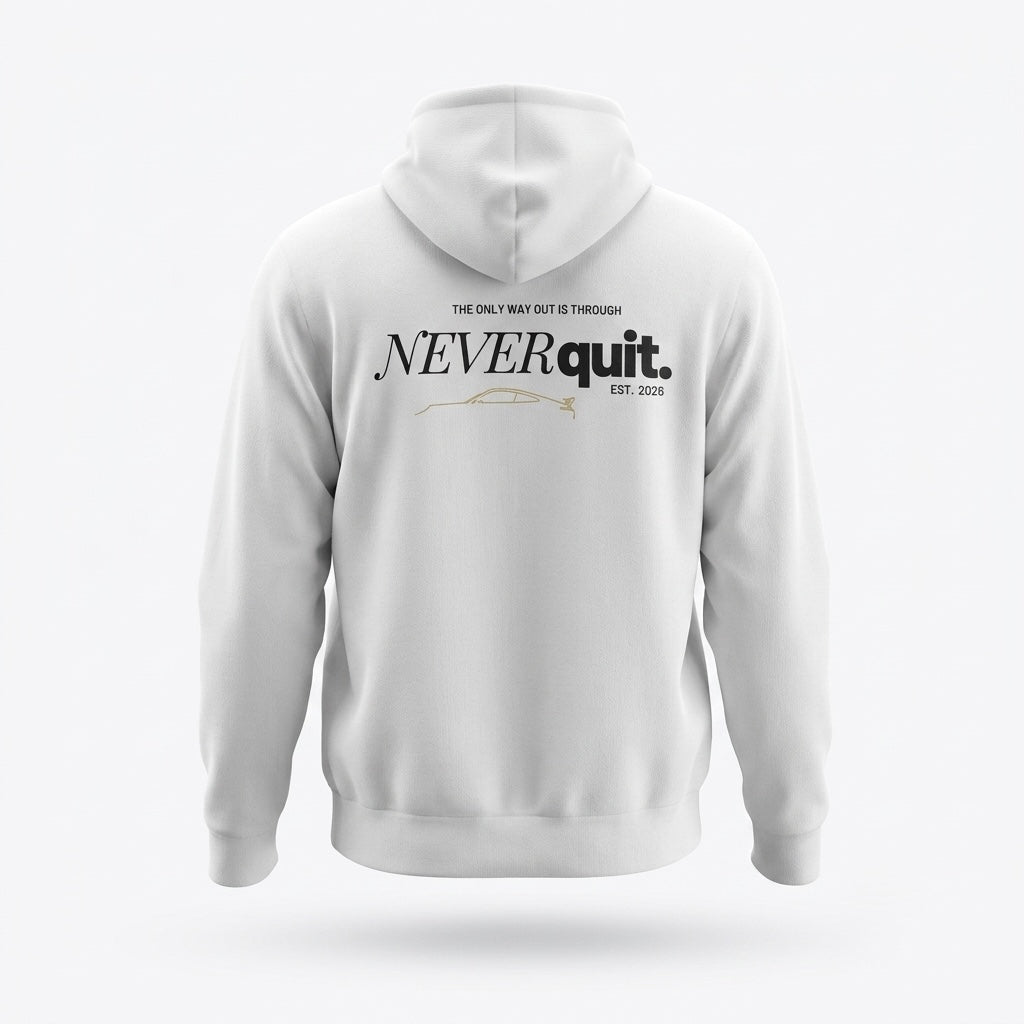 Never Quit Hoodie – Premium Unisex Kapuzenpullover mit Backprint
