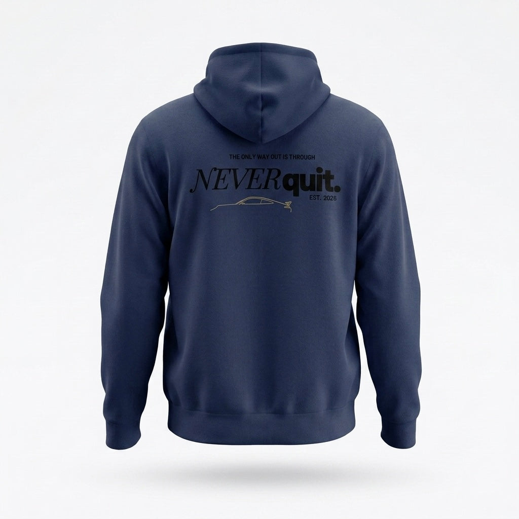 Never Quit Hoodie – Premium Unisex Kapuzenpullover mit Backprint