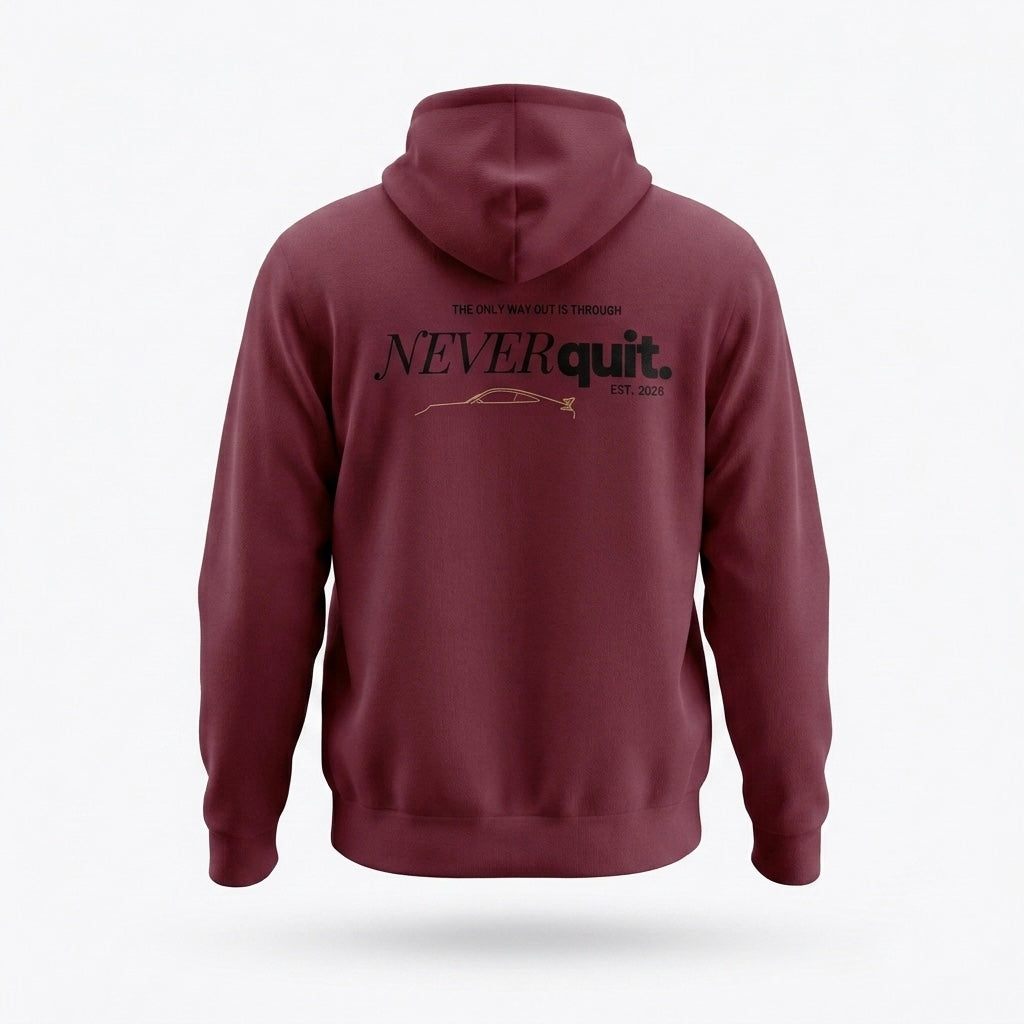 Never Quit Hoodie – Premium Unisex Kapuzenpullover mit Backprint